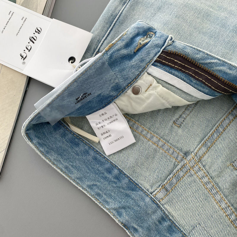 New pink leather brand jeans for women, summer and autumn, high-waisted, petite, loose and versatile, wide-leg casual straight floor-length pants pic 12