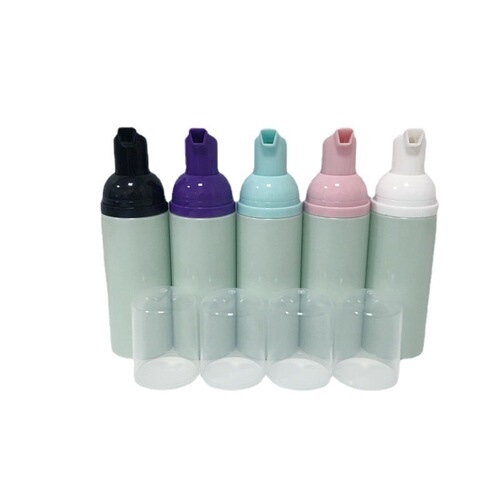 60ml Mousse Foam Bottle with Sand Green Foaming Face Wash Bottle PET Cosmetic Portable Refill Bottle