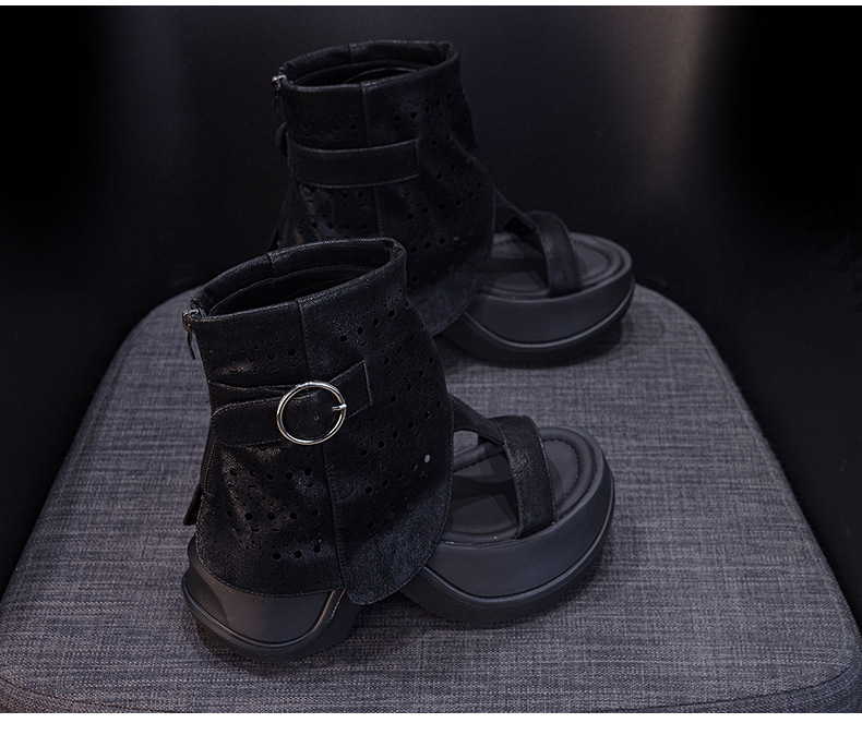Sandal nữ đế dày hở mũi phong cách La Mã mùa hè 2026 — Nâu caramel 5069-1, Be 5069, Đen 5069-1, Nâu caramel 5069 chi tiết 36
