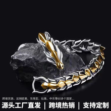 龙瑞跨境欧美复古龙头手链男款嘻哈手链朋克龙骨手链手饰品批发