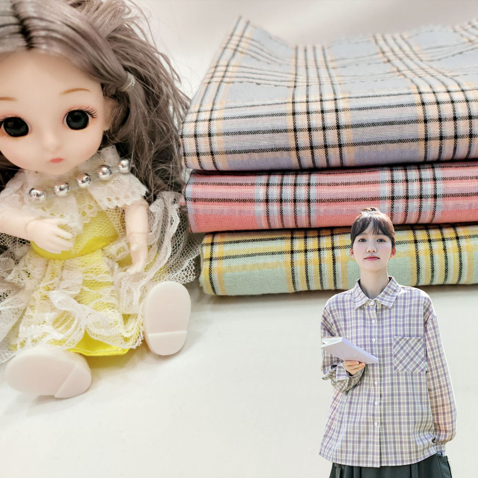 厂方直销 现货供应  经典 棉 泡泡色织格 衬衫衣裙裤面料