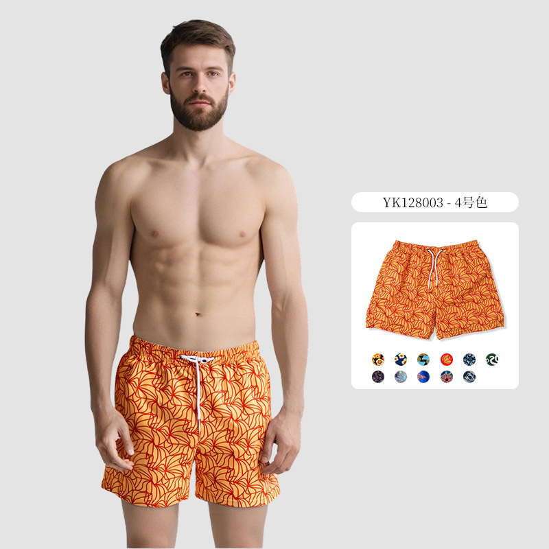 Pantalones de cuatro puntos con estampado de piel de melocotón para hombre de verano Pantalones de baño casuales de tamaño europeo Pantalones de playa de vacaciones de surf de secado rápido