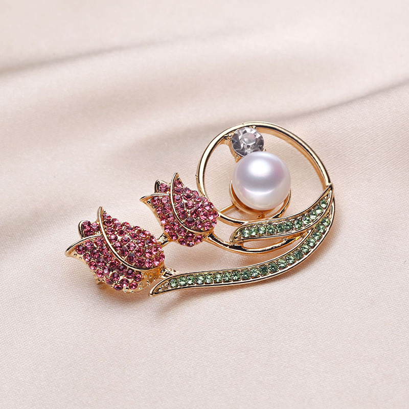 Exquisite Tulpenbrosche Für Damen Mit Perle Und Design Anstecknadel_voghion.com