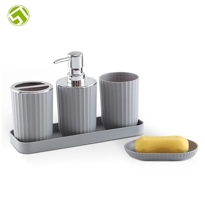 Bathroomset Hotel mesa de lavado suministros combinación traje cepillo de dientes titular botella de líquido Kit de baño conjunto de ocho piezas