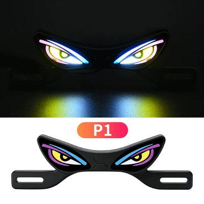 Cross-Border Motorcycle Led License Plate Light, Devil's Eye Ambient Light, Electric Vehicle Modified Decorative Tail Light, Universal Warning Light (License plate lamp) - new-devils-eye-warning-license-plate-light-p1