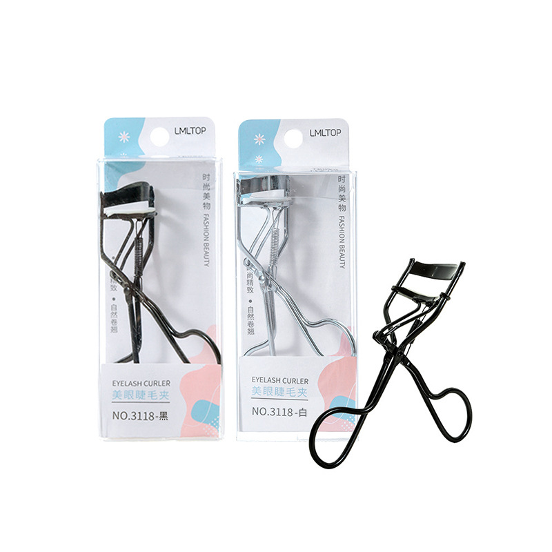 Lmltop Acero inoxidable rizador de pestañas negro plata natural larga duración gran angular rizador de pestañas 3118