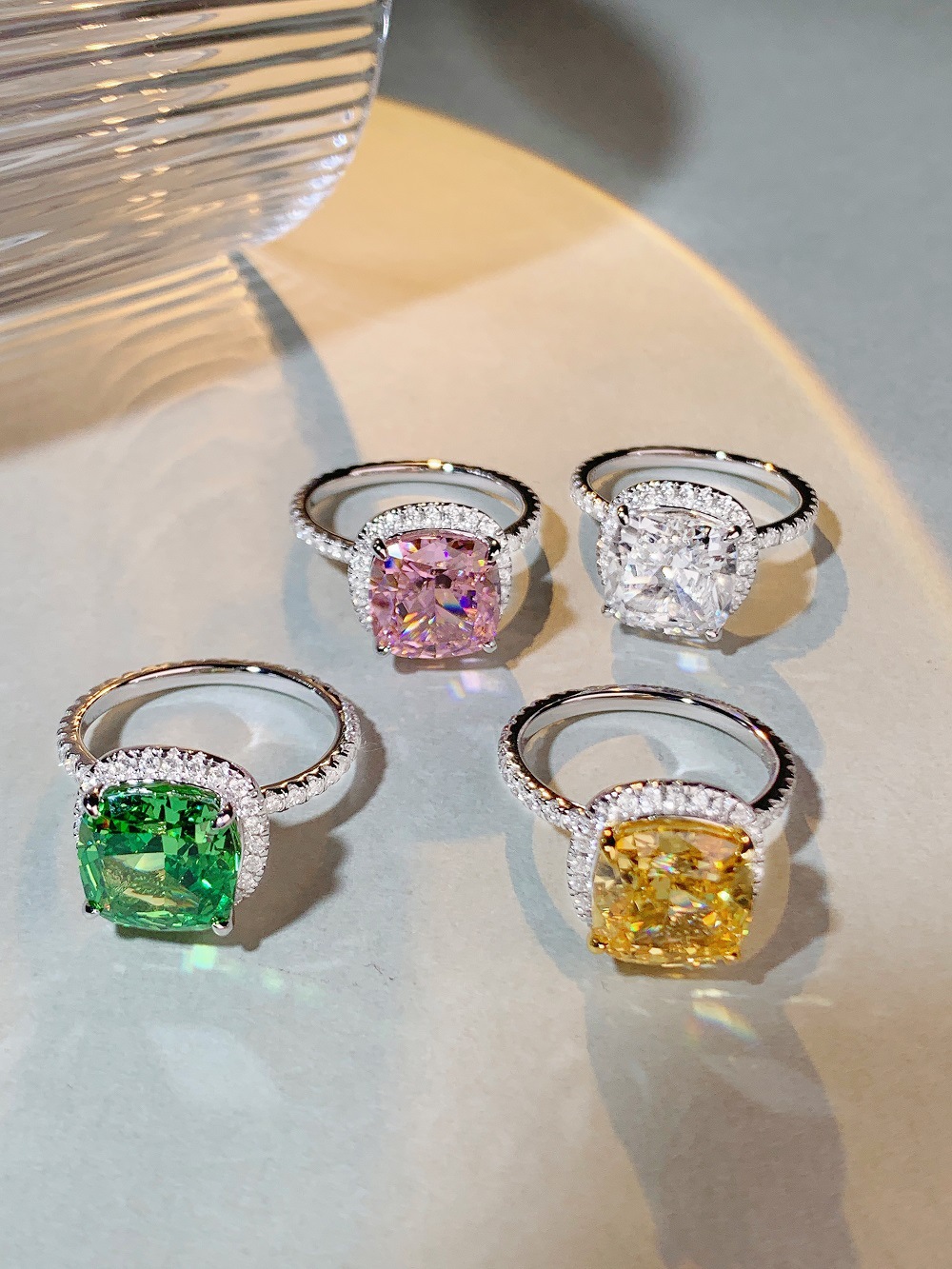 Fashion Square Sterling Silver Plating Zircon Rings 1 Piece