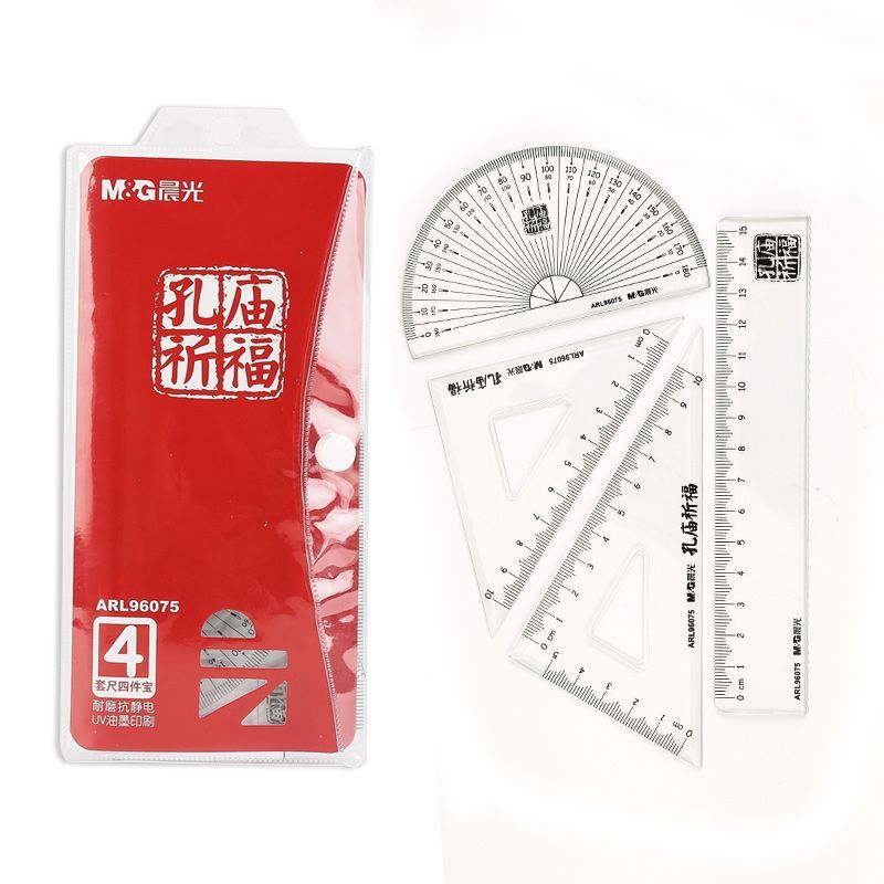 朝の光 孔廟 祈り定規 4点セット 学生受験文具定規 分度器 三角定規 ARL96181|undefined