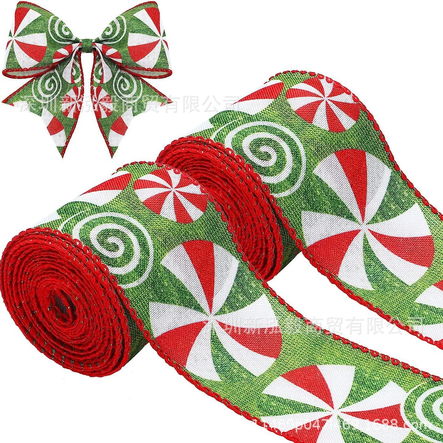 Рождественская Конфета Мятная лента 2,5 дюйма широкая Рождественская конфетная лента DIY ремесло венок украшение рождественской елки