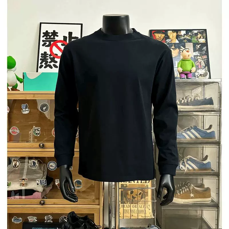 2025秋冬纯色美式复古长袖t恤男秋冬纯棉卫衣正肩重磅内搭打底衫