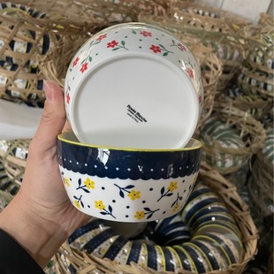 Pet Bowl foreign trade stock ceramic cartoon cat bowl cat food device dog bowl pet water bowl slightly flaw hand painted ceramic bowl
