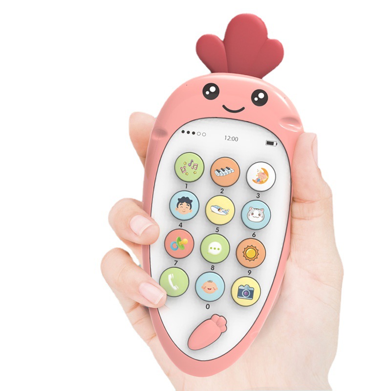 Children's Baby Music Phone Toy 6 Baby Simulation Puzzle Radish Phone Phone Music Bite Boys and Girls