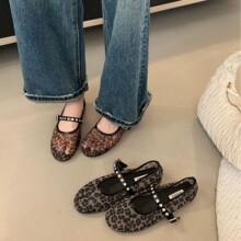 水钻网纱透气女鞋2025年春夏新款平底舒适一字扣浅口玛丽珍鞋单鞋