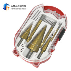 6-Piece Set of Pyramid Drill Bit Set, Triangular Handle High-Speed Steel Step Drill Bits, Wholesale Pull-Slot Sawtooth Hole Drilling Woodworking Drill Bits