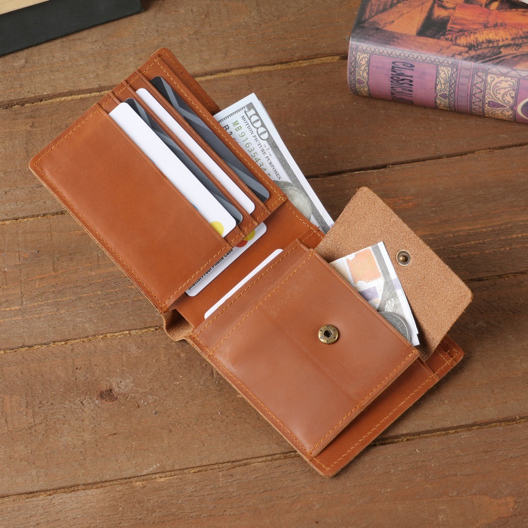 1205 Amazon bestseller in stock, large-capacity storage, short leather wallet, cross-border bestseller, vintage men's coin purse