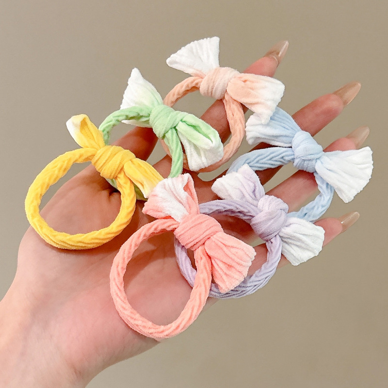 Linda cuerda para la cabeza de color para niños, lazo para el cabello, lazo para el cabello, lazo para el cabello de niña pequeña, sin dañar el cabello, banda elástica alta