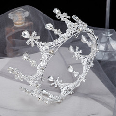 新娘超仙圓冠頭飾大氣女神網紅成年拍照生日王冠結婚禮服髮飾批發