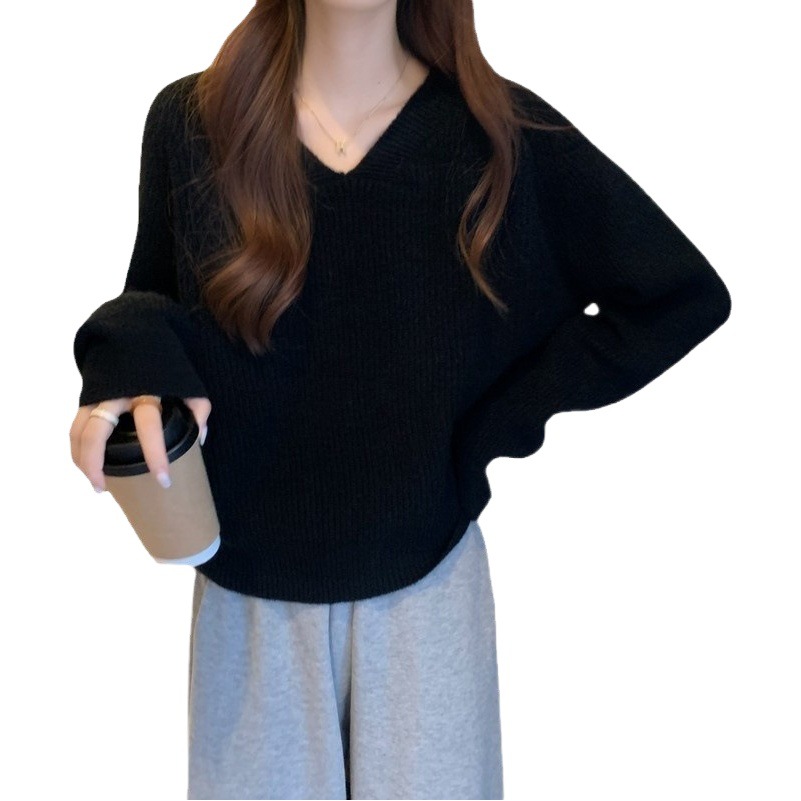 2023 primavera y otoño nuevo estilo coreano estilo suave suéter con cuello en V suave glutinoso suelto todo partido manga larga ropa de abrigo suéter de mujer image 1
