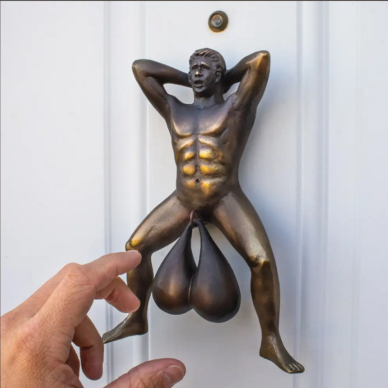 Cross-border New Product Male Spoof Doorbell Sounding Funny Home Door Goal Ring Golden Hooligan Ornament Resin