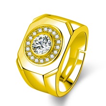 热卖进口仿莫桑石戒指男士璀璨流畅圆润戒指厚实宽版霸气男戒