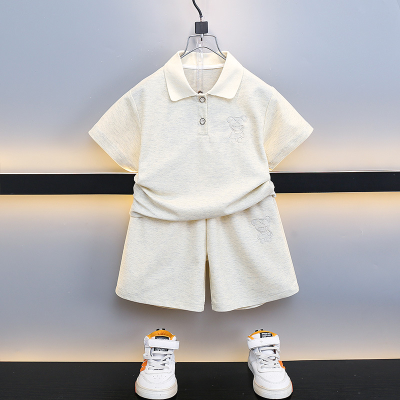 7204 Ropa para niños Traje de verano para niños 2025 Nuevo estilo Camisa polo de manga corta para bebés Hermoso traje de dos piezas para niños