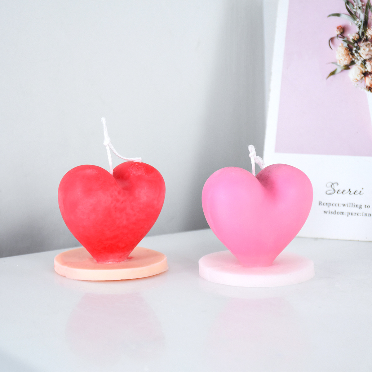 Valentine's Day Base Heart Candle Mold DIY Candle Holder Silicone Mold Cake Decoration Festival Ornament