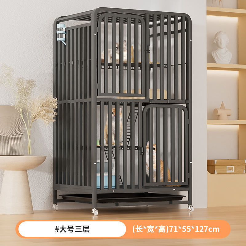 猫ケージ家庭用屋内特大フリースペース猫ヴィラトイレ一体型猫城猫ケージ猫クライミングフレームハウス|undefined