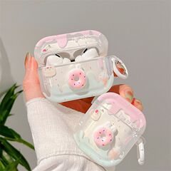 卡通粉色女生甜甜圈适用苹果耳机套蓝牙airpods4耳机壳pro3保护套