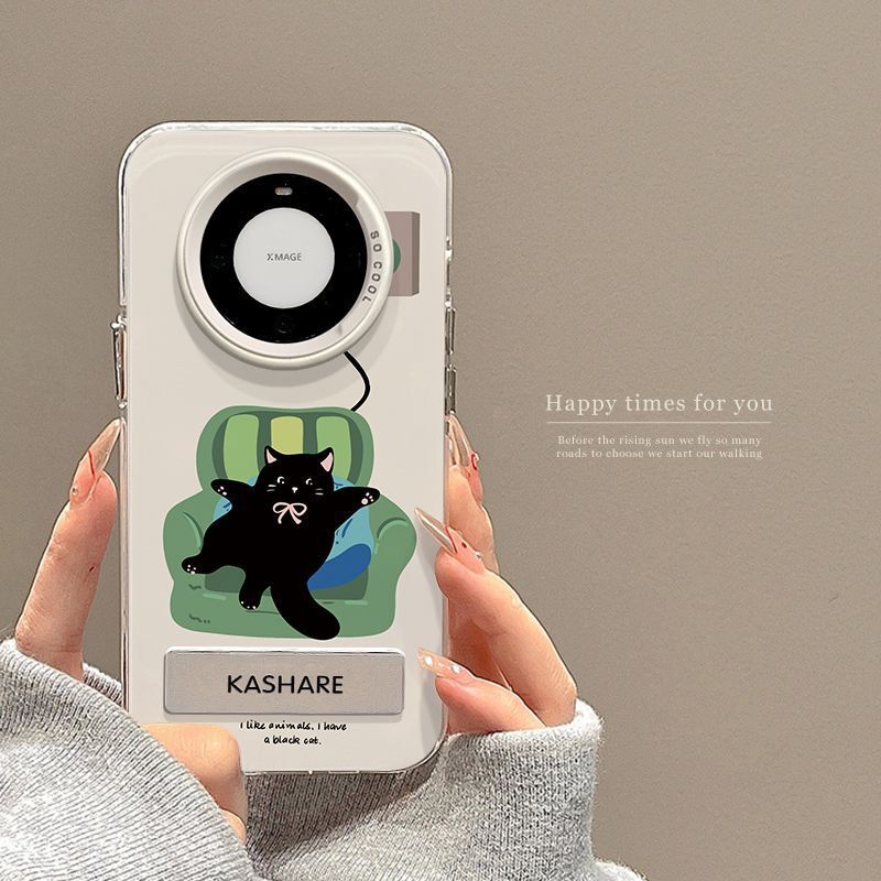 For Huawei mate70pro Phone Case Cartoon Cute Mate 60 High-end Phone Case Green Sofa Cat