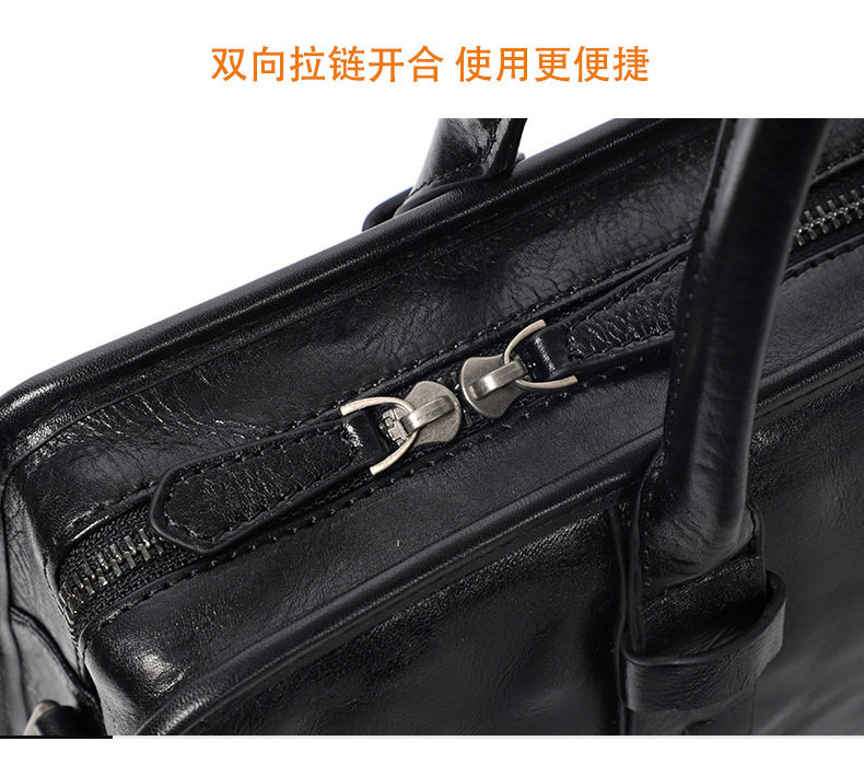 Túi xách tay nam da bò thật công sở đựng laptop 14 inch, 38×8×28 cm — Màu Đen thuộc da bình thường bên trong màu đen, Lớp lót flannel cao cấp, Lớp lót nỉ flannel cao cấp cầm tay màu đen chi tiết 4