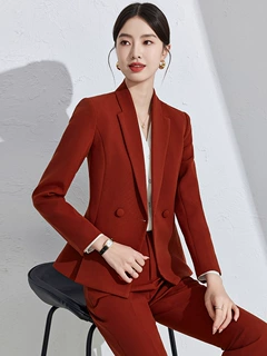 红色西装套装女2024春秋新款高端气质女神范职业装小个子正装西服