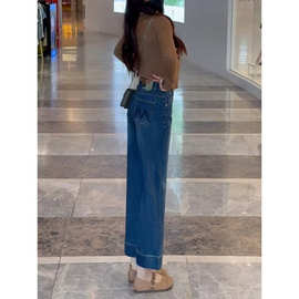 直腿遮胯！九分牛仔裤女薄款春夏2026新款高腰窄版阔腿显瘦直筒裤
