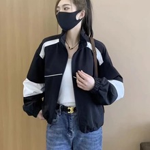 200斤大码胖妹妹拼接百搭棒球服夹克2025春夏季韩版风衣短外套女