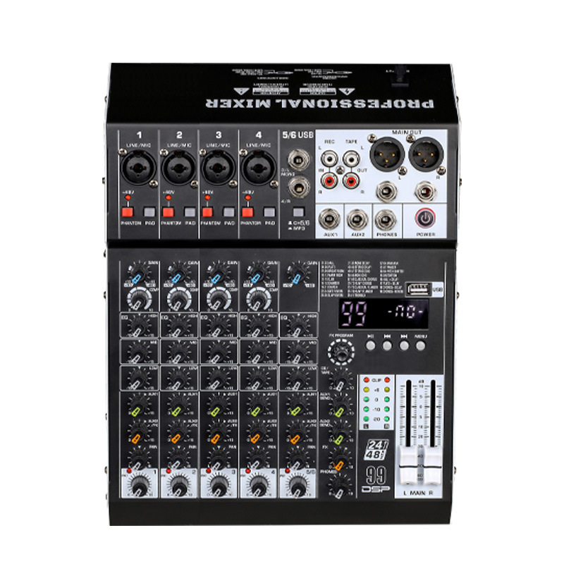 (2개) USB 전문 4 웨이 이펙터 블루투스 믹서 컴퓨터 녹화 온라인 회의 홈 작은 화상 회의