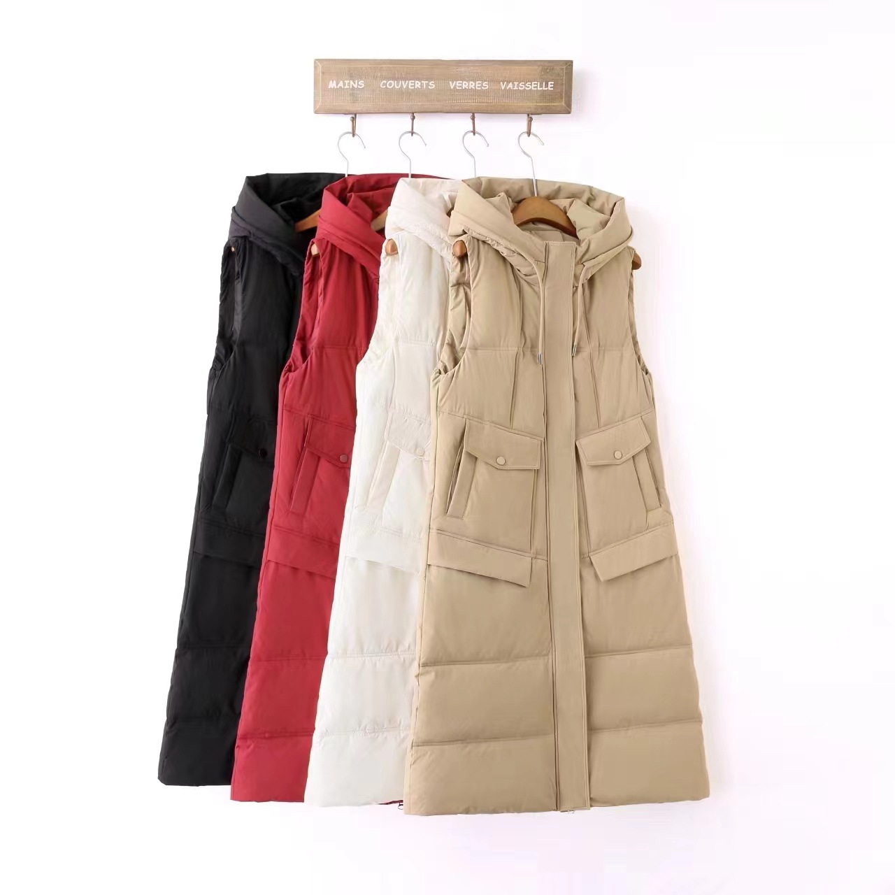 Otoño y invierno nuevo chaleco de algodón de plumón para mujeres largo estilo coreano delgado hombro chaleco de caballo de abrazadera image 4