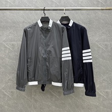 工厂直营TB秋冬新款暗格纹秋冬薄款四杠休闲夹克男女同款长裤外套