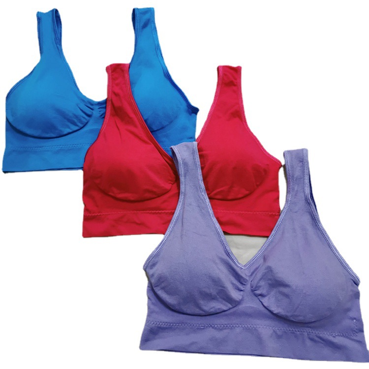Genie bra三ピースパッド付き二重0束缚り无痕下着少女スポーツブラジャースチールリングなしベスト