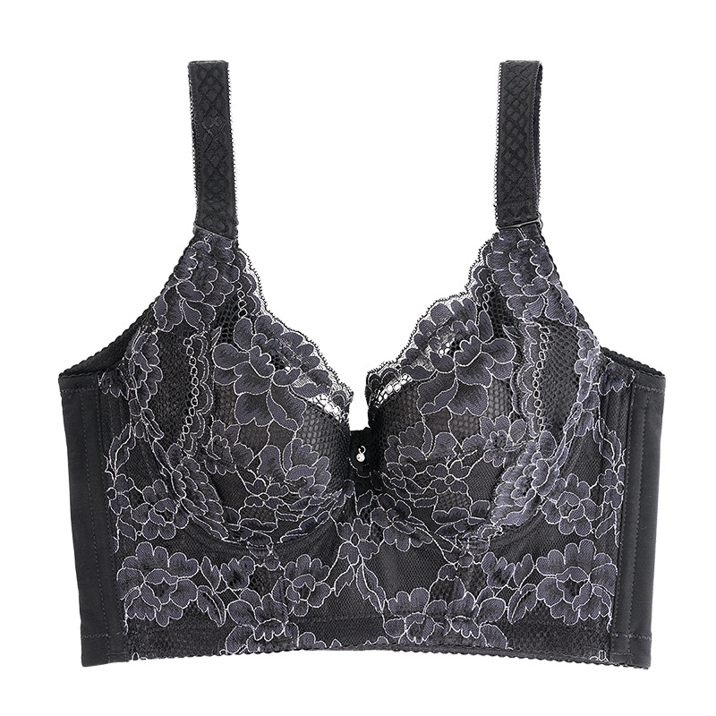 Ropa interior de mujer pecho grande sujetador pequeño siete breasted verano delgado más tamaño push up anti-caída tipo de ajuste de mama