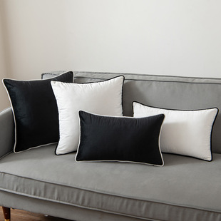 Modern simple rolling rope velvet pillowcase solid color home sofa bedside cushion ins style bedside pillowcase