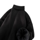 黑色可翻高领毛衣男款秋冬高级感内搭打底衫加绒痞帅慵懒风针织衫，男装针织衫/毛衣，星座614