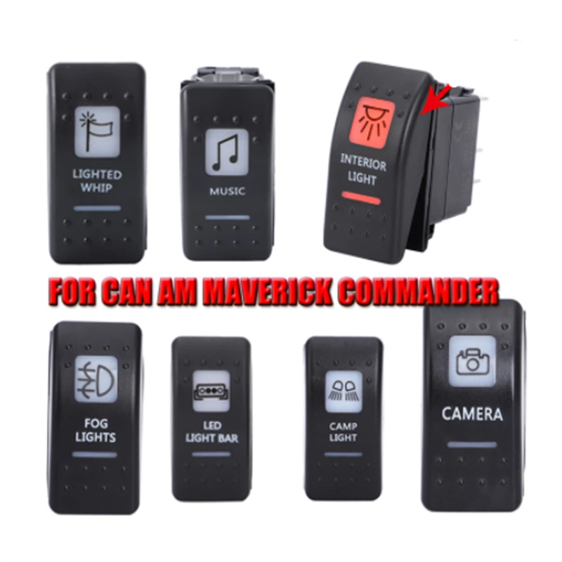 12-24V汽车游艇开关组合翘板开关船型ON/OFF镭雕LED白灯图案可以