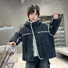 男童摇粒绒外套冬款棉服2025新款大儿童秋冬加绒加厚毛毛衣棉衣潮