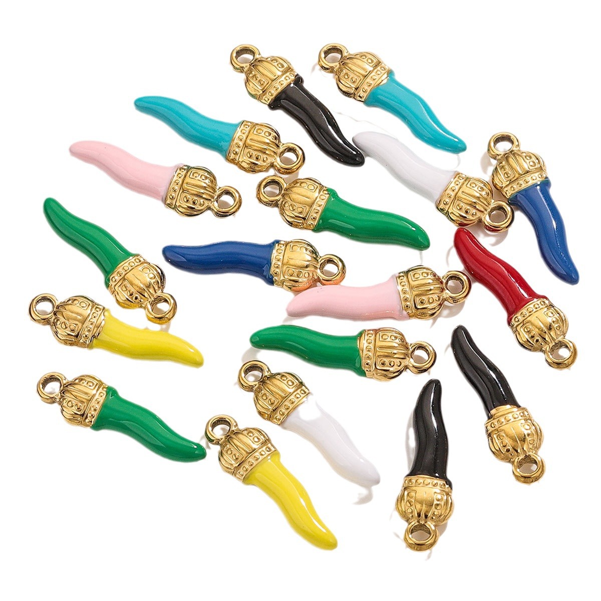 Acero inoxidable rojo rojo rojo estereoscópico chile pequeño colgante DIY auriculares bolsas de material colgante