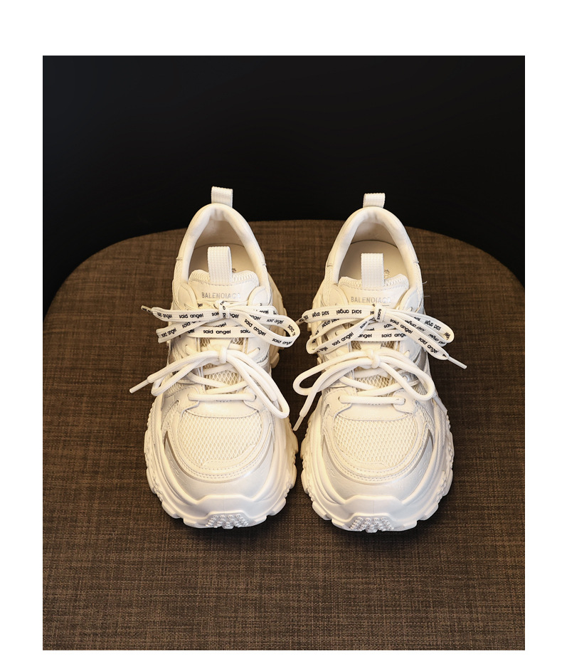 Giày sneaker nữ đế dày chunky lưới thoáng khí tăng chiều cao — màu be chi tiết 18
