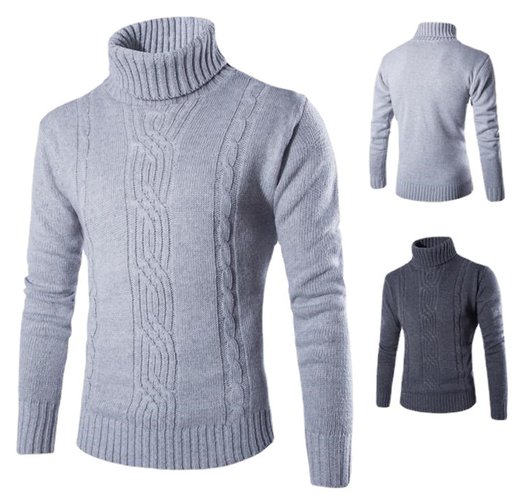 2024 AliExpress Autumn Men's Turtleneck Turtleneck Sweater Fashion Slim-fit Youth Twist Cross-border Sweater Top