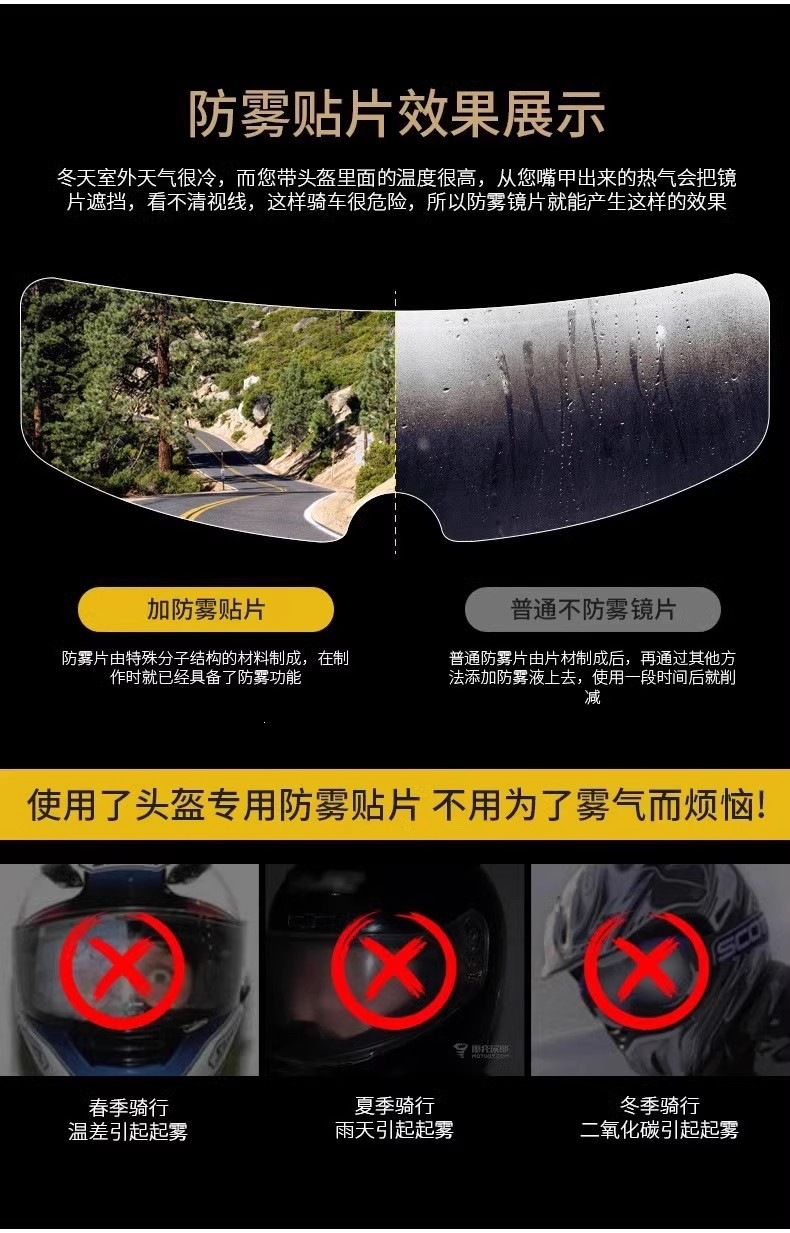 Suitable for helmet anti-fog film, universal anti-fog film for motorcycle full-face and half-face helmets, waterproof and rainproof film