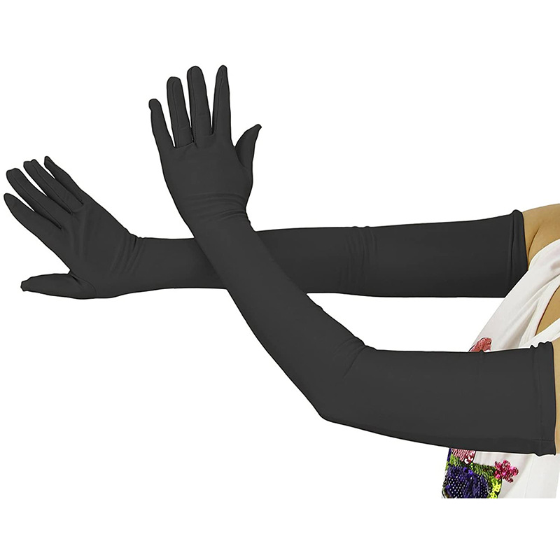 [厂家情趣黑白色长手套夜店制服氨纶手套1920s BLACK LONG  GLOVES]