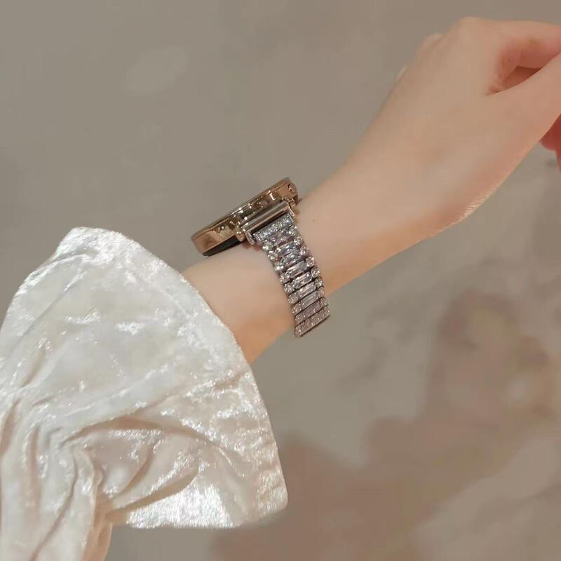 Apple Watch Applewatch フルダイヤモンド 3 列ジルコンメタル時計ストラップ Huawei GT5 時計ストラップ女性用|undefined