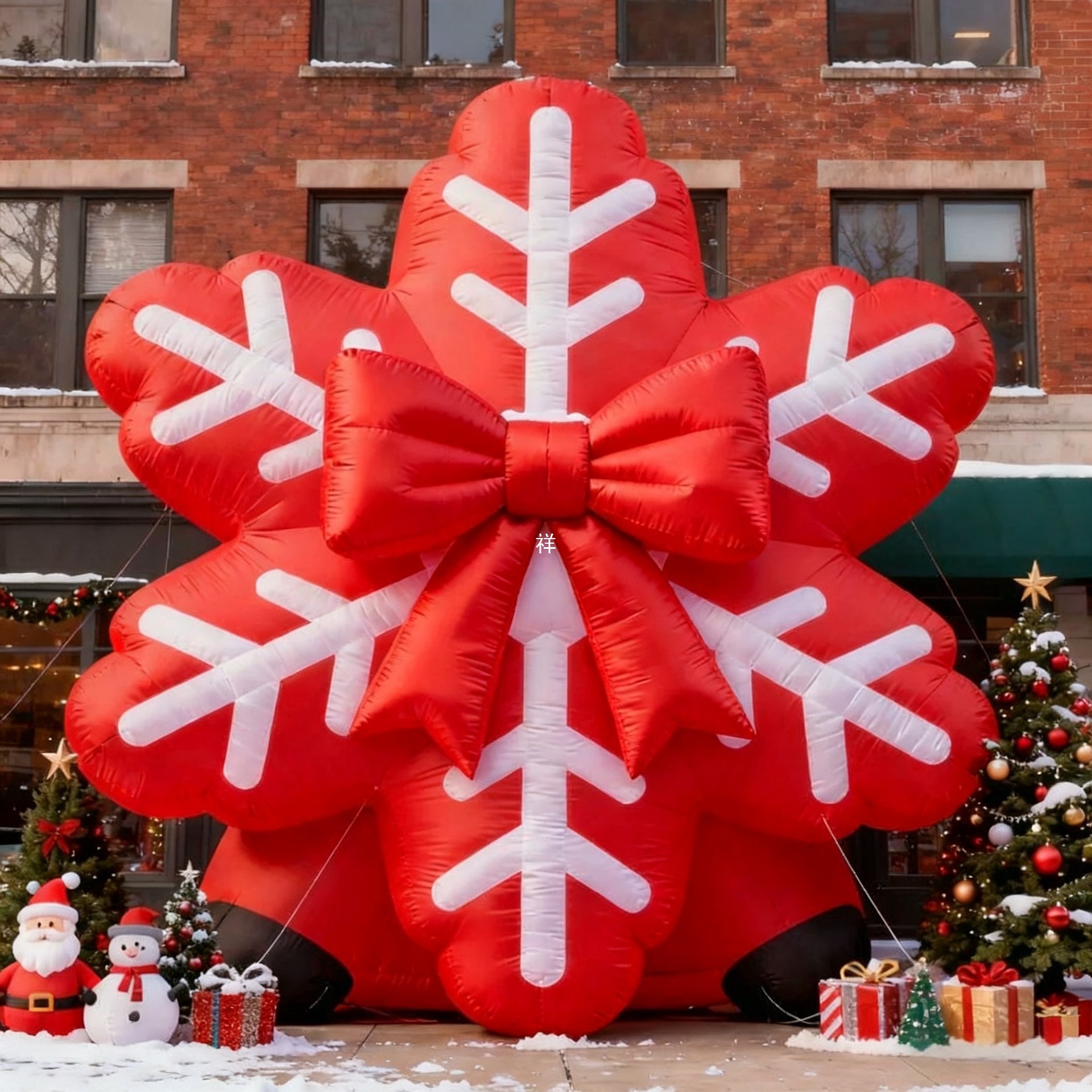圣诞节冬季雪花蝴蝶结充气气模制作商场户外活动氛围装饰美陈道具