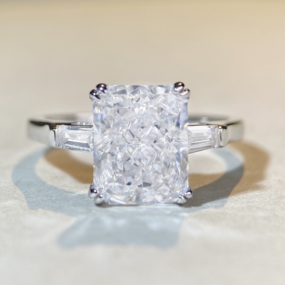 Fashion Rectangle Sterling Silver Plating Zircon Rings 1 Piece